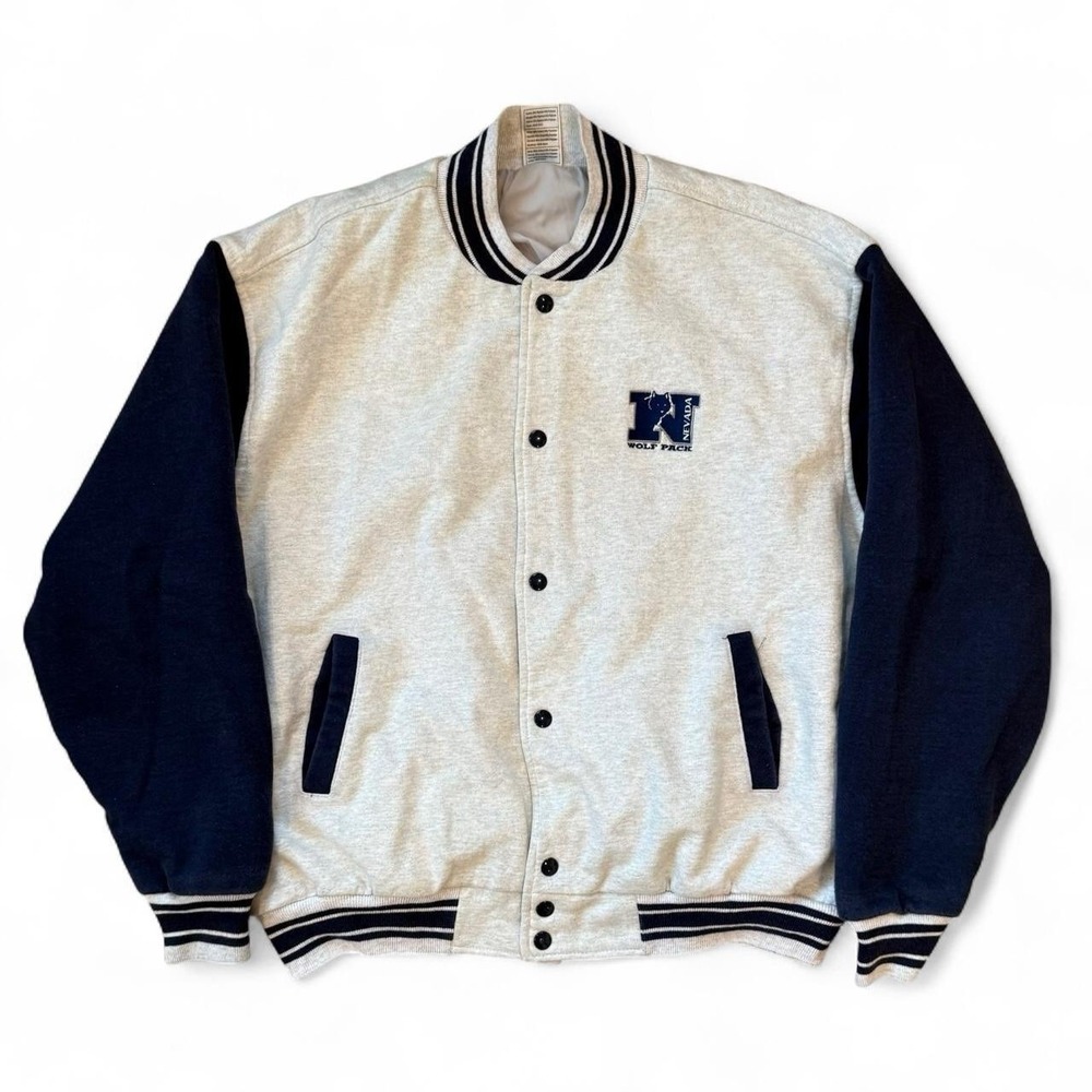 Vintage Nevada Wolfpack Snap Bomber Varsity Jacket Men's Size XXL 90s Y2K VTG